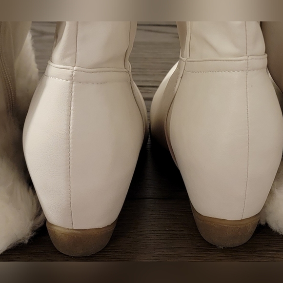 Midnight Velvet Winter White Leather Fur Hidden Wedge Women's Boots Size 11 - Picture 12 of 16